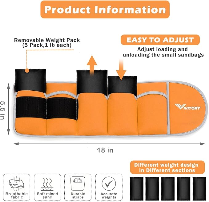 Vivitory Adjustable Ankle Weights for Women & Men 2 to 10 Lbs,