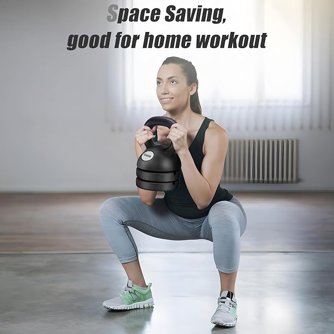 Adjustable Kettlebell Weight Set: 3-in-1 Kettlebells (5lbs 8lbs 12lbs) for Home Gym Full-Body Workout Strength Training Weight Loss | Good for Beginners