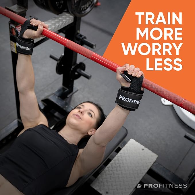 ProFitness Weight Lifting Straps - 10” Long Wrist Straps for Weightlifting - Padded Neoprene Lifting Straps Gym with Non Slip Silicone Grip Men and Women - Weightlifting Wrist Straps