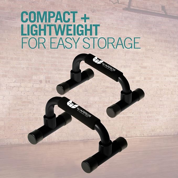 Warrior Pushup Bars - Upper Body Core and Chest Strength Fitness Training Stands - Angled with Comfort Grips and Stable Base for Home, Gym or Travel