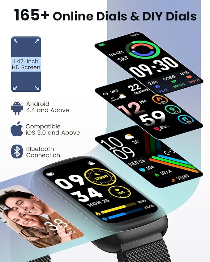 Fitness Tracker- Smart Watches for Women Men with 24/7 Heart Rate Monitor Blood Oxygen Sleep Tracker, Waterproof Fitness Watch, Activity Smartwatch for Android iPhone, Calorie Distance Pedometer, Gift