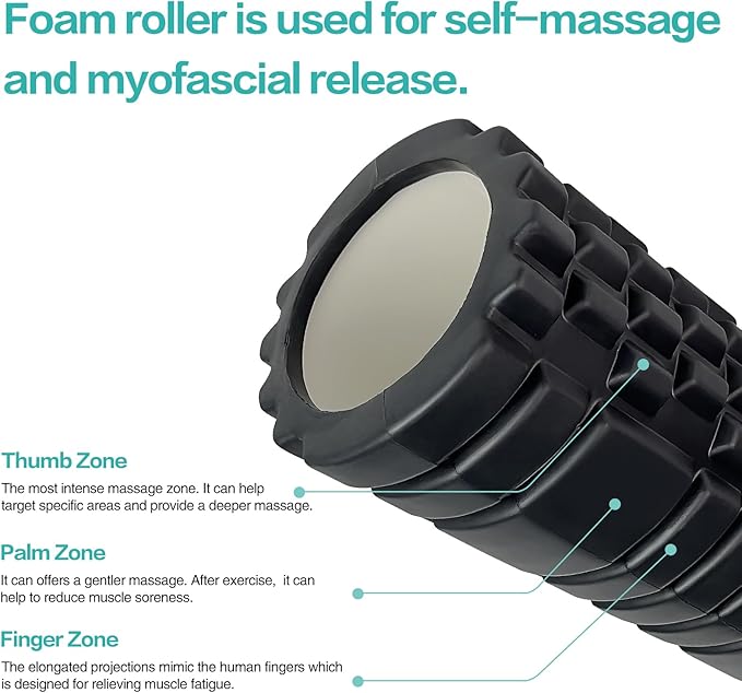 Foam Roller High Density Exercise Roller for Deep (2 Black)