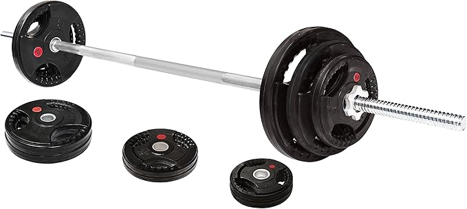 Cast Iron Standard Weight Plates Including 5FT Standard Barbell with Star Locks, 45-Pound Set (35 Pounds Plates + 10 Pounds Barbell), Multiple Packages