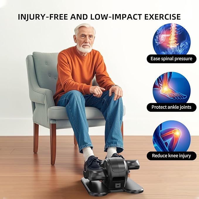 Under Desk Elliptical Exercise Machine with Remote Control & 12 Speeds, Quiet Elliptical Machine for Home Use, Ellipse Leg Exerciser as Seen on TV, Electric Leg Exerciser While Sitting for Seniors