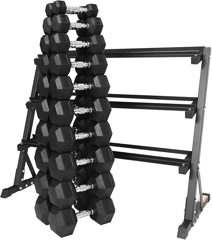 Premium Rubber Coated Hex Dumbbell Weight Set, Multiple Packages