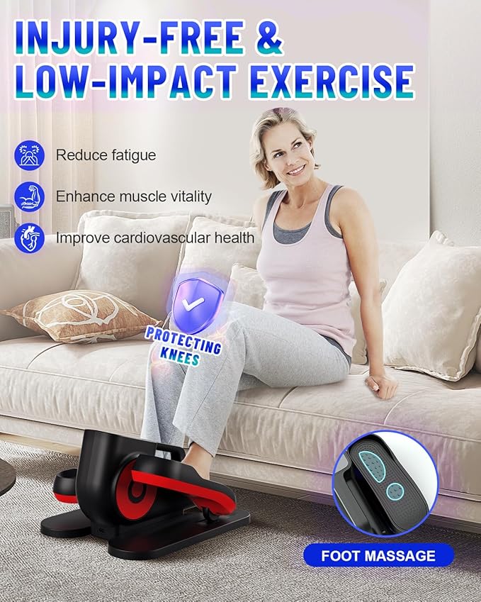 Under Desk Elliptical Machine, Ellipse Leg Exerciser Electric as Seen on TV for Seniors with Remote Control & 10 Adjustable Speeds,Quiet & Portable Mini Seated Pedal Exerciser