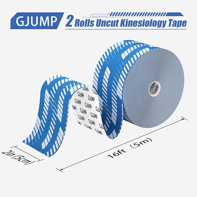 Kinesiology Tape, 2 Rolls Hypoallergenic Athletic Tape for Muscle Strain Relief & Joint Support, Waterproof & Breathable Sports Tape for Pain Relief, 2in x 16ft Uncut Roll-Stripe