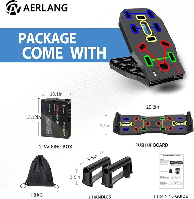 AERLANG Push Up Board, Foldable 10 in 1 Push Up Bar with Resistance Bands,Portable Multi-Function Push up Handles for Floor,Professional Push Up Strength Training Equipment