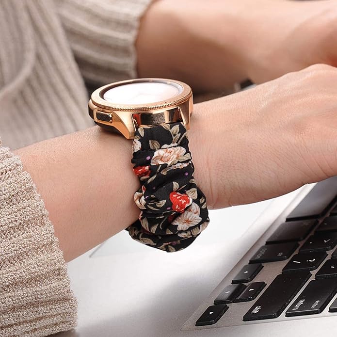 Compatible for FITVII Nexa, HM21, HM68, H86, HM57, HM78, H56 Smart Watch Fitness Tracker Bands, 18mm, 20mm, 22mm Fabric Elastic Scrunchie Elastic Women Cute Replacement Straps