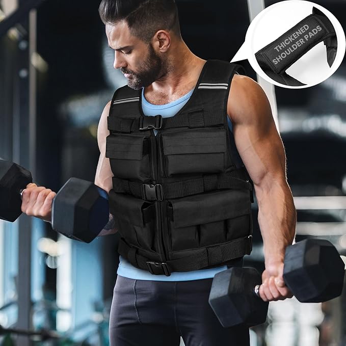 Weighted Vest for Men Woman 18lbs | 30lbs | 40lbs - With Shoulder Pads, Adjustable Weight Vest For Walking, Rucking, Cross Training, Running, Muscle Building - Breathable, Comfortable, Washable
