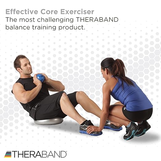 THERABAND Stability Disc for Balance Training, Pre-Inflated Balance Trainer, Round Core Cushion for Office Chair, Round Sport Stability Trainer, Physical Therapy Equipment to Improve Posture, Silver