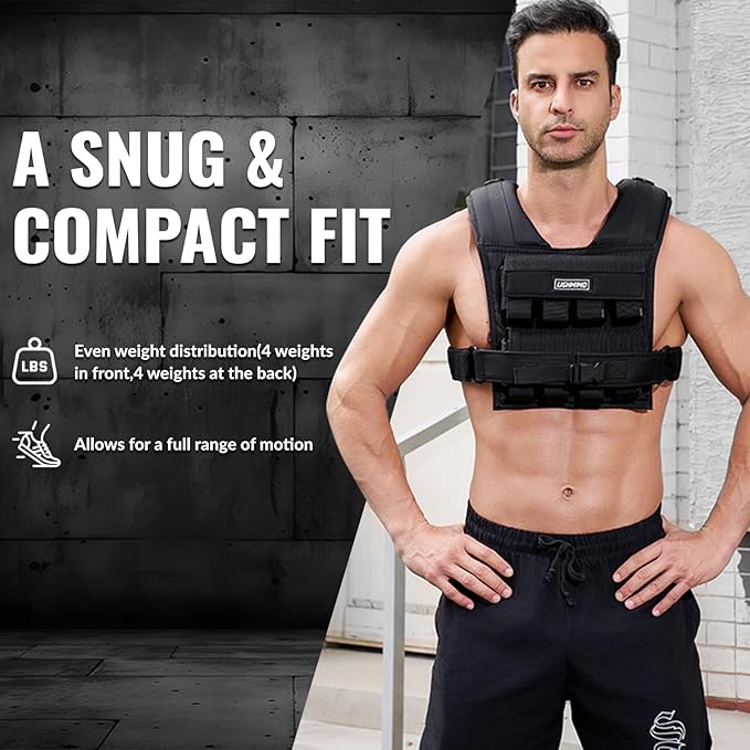 Men's Weighted Vests for Men Women, Slim Design 18lb 28lb 35lb Weighted Workout Vests With Adjustable Iron Weights, Heavy Duty Weighted Vest for Women Running Functional Fraining Machine washable