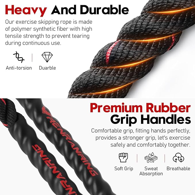 Jump Rope, 3lb 4lb 5lb Weighted Jump Rope 9.8ft Heavy
