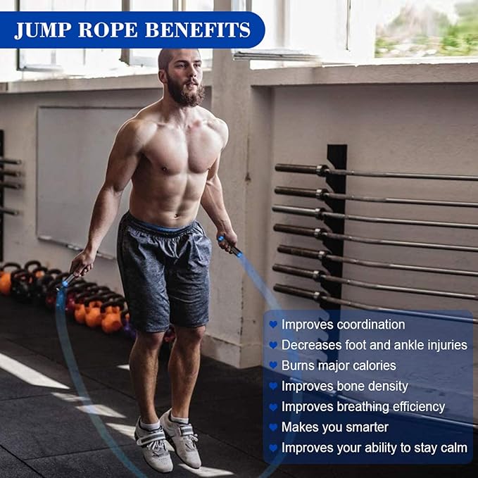 Redify Weighted Jump Rope for Workout Fitness(1LB) 9MM Fabric Cotton+9MM Solid
