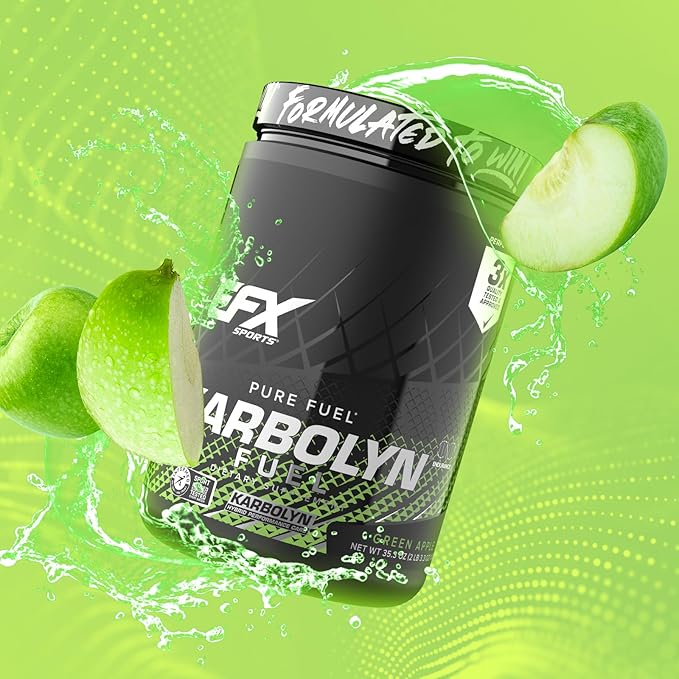 EFX Sports Karbolyn Fuel | Fast-Absorbing Carbohydrate Powder | Carb Load, Sustained Energy, Quick Recovery | Stimulant Free | 18 Servings (Green Apple)