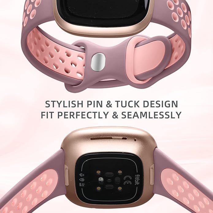 Maledan 4 Pack Sport Band Compatible With Fitbit Versa 3/4 and Sense/Sense 2 Smart Watch, Soft Wristband Replacement Accessories for Women and Men