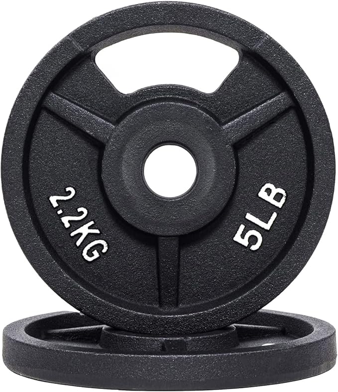 Signature Fitness Cast Iron Plate Weight Plate for Strength Training and Weightlifting, Olympic or Standard