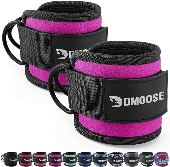 DMoose Fitness Ankle Straps for Cable Machines - One Size Fit with Premium Padding, Glute Kickback Ankle Strap for Women & Men, Cable Attachments for Gym, Booty Workouts, Leg Extension & Hip Abductors