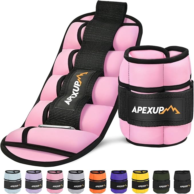 APEXUP 10lbs/Pair Adjustable Ankle Weights for Women and Men