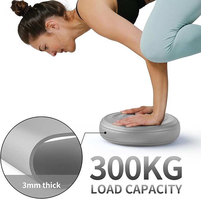 Inflated Wobble Cushion,Dyna Disc,Circular Non-slip Texture for Comfortable Sitting,Wiggle Seat to Improve Posture, Fitness, Stability for Sensory Kids Adults,Balance Seat with Pump for Core Strength