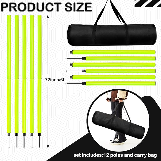Lenwen 12 Pcs Soccer Training Poles Agility Poles