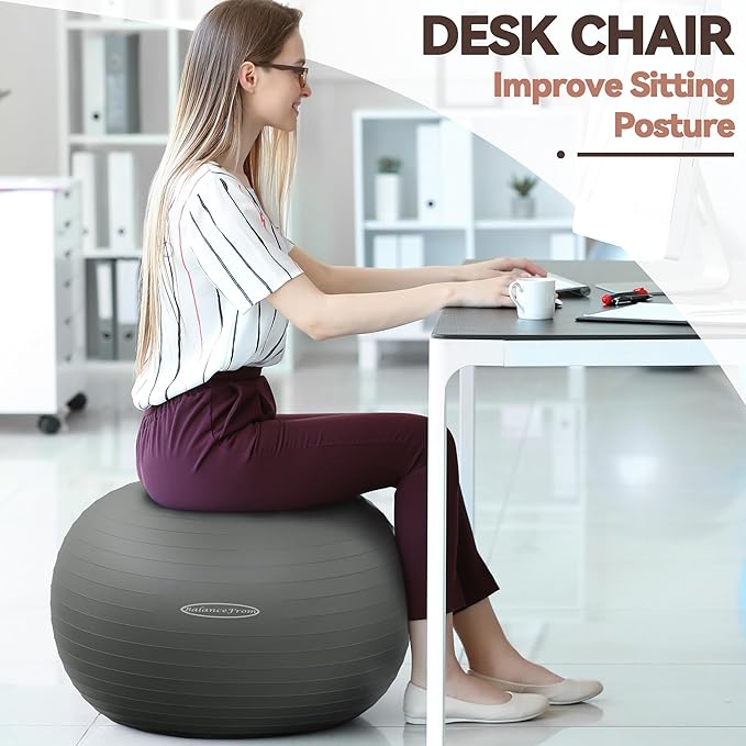 Anti-Burst and Slip Resistant Exercise Ball Yoga Ball 2,000-Pound Capacity,