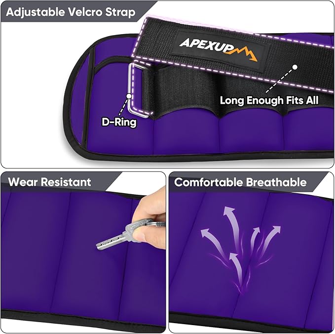 APEXUP 10lbs/Pair Adjustable Ankle Weights for Women and Men
