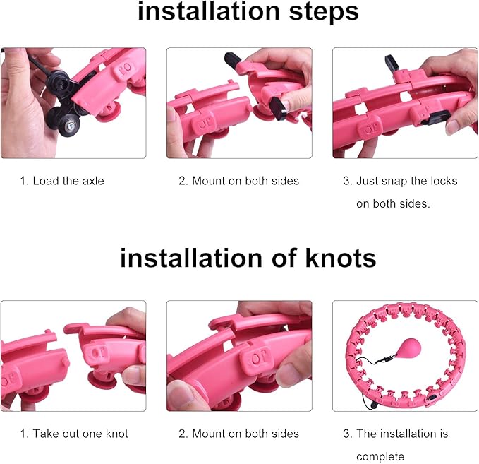 Smart Adjustable Hoop 24 Knots 360° Massage 2 in 1 Detachable MHG05, Pink