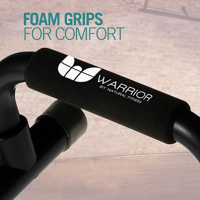 Warrior Pushup Bars - Upper Body Core and Chest Strength Fitness Training Stands - Angled with Comfort Grips and Stable Base for Home, Gym or Travel
