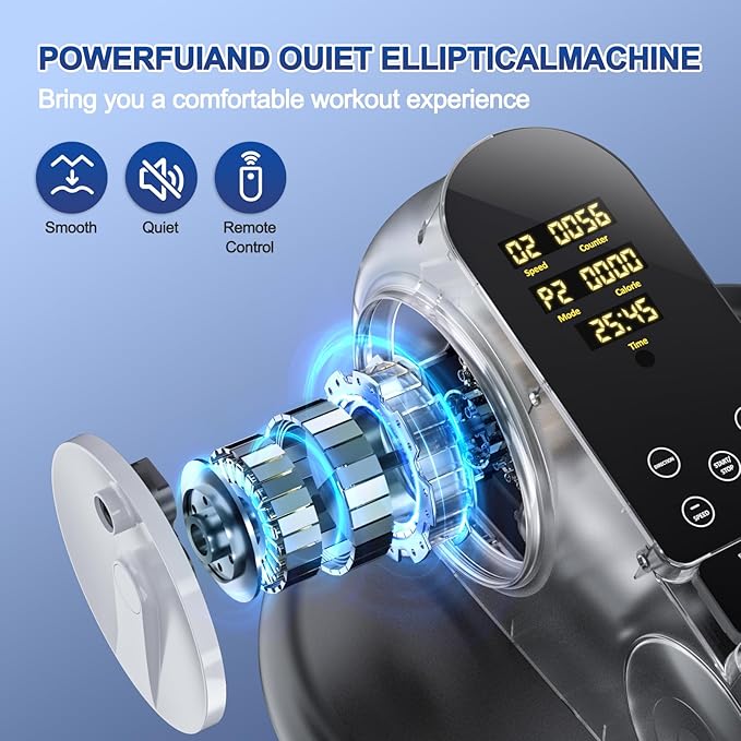 Under Desk Elliptical Machine - Upgraded Model, Ellipse Leg Exerciser for Seniors Fully Assembled, Quiet & Portable,Electric Seated Pedal Exerciser with Remote Control & 12 Adjustable Speeds
