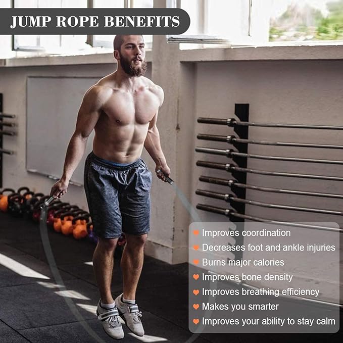 Redify Weighted Jump Rope for Workout Fitness(1LB) 9MM Fabric Cotton+9MM Solid