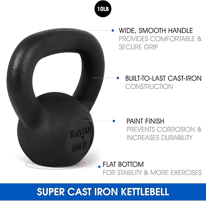 Yes4All Kettlebell Adjustable/Cast Iron/Protective Base Solid Smooth