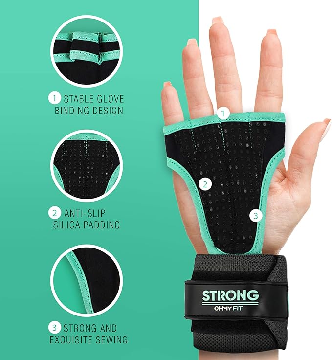 Strong Women's Wrist Wrap Gloves - Wrist Support Grips for Workout, Weight Training, Pilates, Yoga & More