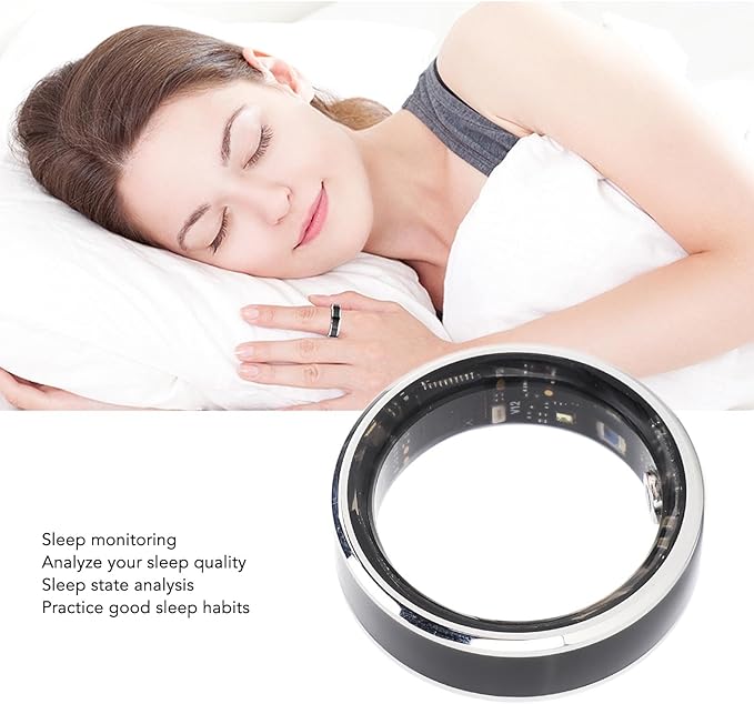 Fitness Smart Ring, Smart Health Ring, Sports Smart Ring Health Tracker for Women & Men, Continuously Records Sleep Quality, Heart Rate, Temperature, Blood Oxygen and Pedometer