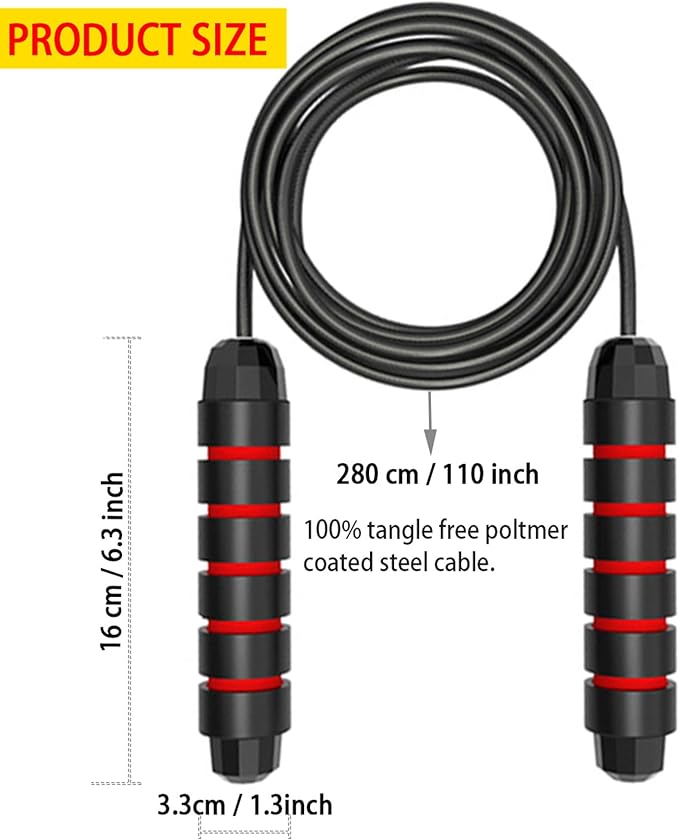 Jump Rope, Ball Bearings Tangle-Free Rapid Speed Cable 2 Pack