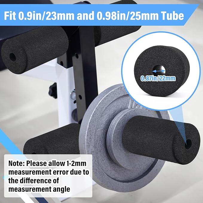Deekin 8 Pieces Foam Foot Pads Rollers Set 6.3" x 3.4" OD 0.87" ID