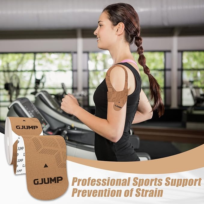 Kinesiology Tape, Original Cotton Elastic Athletic Tape for Muscle Strain Relief & Joint Support, 40 Count Precut Strips 2 Rolls, Waterproof & Breathable Sports Tape for Support and Recovery