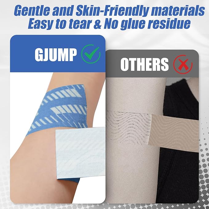 Kinesiology Tape, 2 Rolls Hypoallergenic Athletic Tape for Muscle Strain Relief & Joint Support, Waterproof & Breathable Sports Tape for Pain Relief, 2in x 16ft Uncut Roll-Stripe