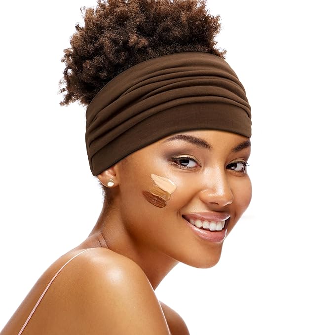 S&N Remille Wide Headbands for Women, Large Hairband, Elastic Non-Slip Headband Twist Knotted Accessories, Yoga Workout Vintage Hair 3 Pack (Colour-8)