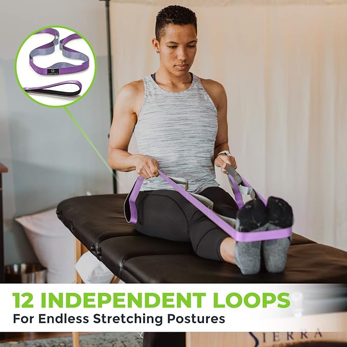 Gradient Fitness Stretching Strap for Physical Therapy 12 Multi-Loop 1.5" W 8' L,