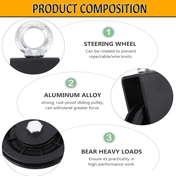 Weight Cable Pulley System Gym 360 Degree 3.54in Silent