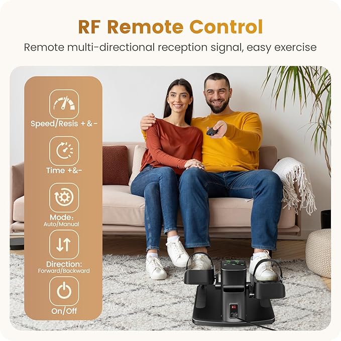 Under Desk Elliptical Training Machines: Pedal Exerciser Electric 2 in 1 Auto or Manual with 12 Adjustable Speeds Portable Under Desk Bike Leg Exerciser for Seniors While Sitting with Remote Control