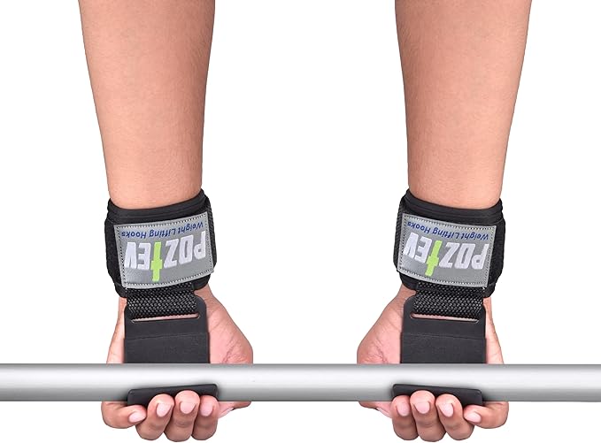Weight Lifting Hooks (PAIR) - Padded Wrist Wraps - Hand Grips Deadlift Straps for Men and Women - Grip Support for Bodybuilding Heavy Gym Workout - Ideal for Deadlifts, Powerlifting, Shrugs, Pull-Ups