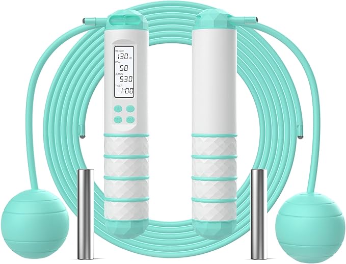 Cordless Weighted Jump Rope with Calorie Counter 9.85ft