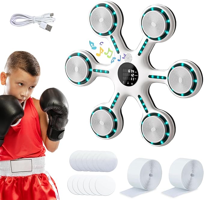 Mostop Music Boxing Machine, Boxing Wall Mount Machine for Adults Teens, Smart Bluetooth Punching Trainer with Gloves, Boxing Workout Equipment Target for Home, Office, Gym,9 Modes & 9 Speeds