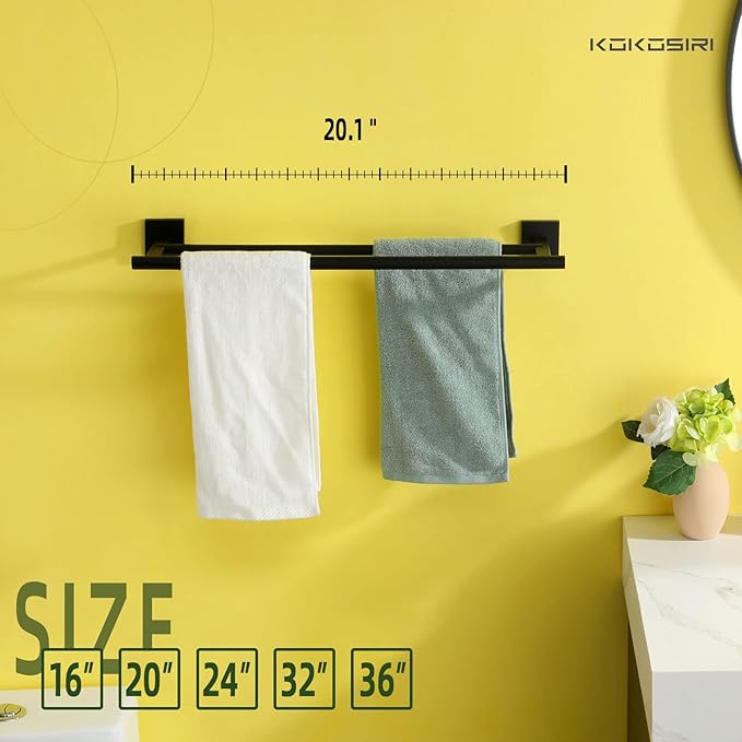 KOKOSIRI Towel Rails Bathroom Double Towel Bars Matte 20 Inch 2-Piece for 2 Pack B5005BK-L20-P2