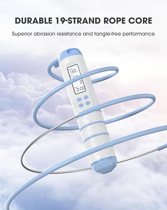 Cordless Weighted Jump Rope with Calorie Counter 9.85ft