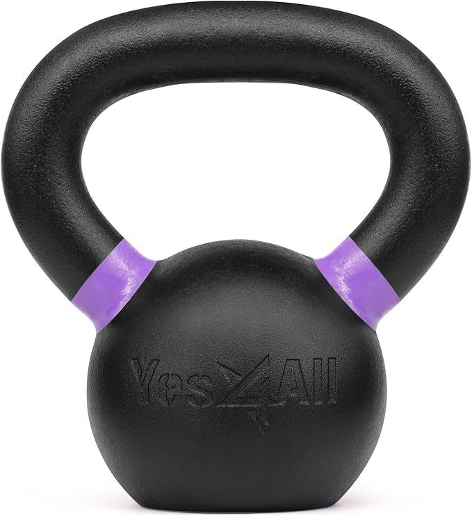 Yes4All Powder Coated Cast Iron Kettlebell Strength Training Kettlebells Weight Set for Full Body Workout, Home Gym