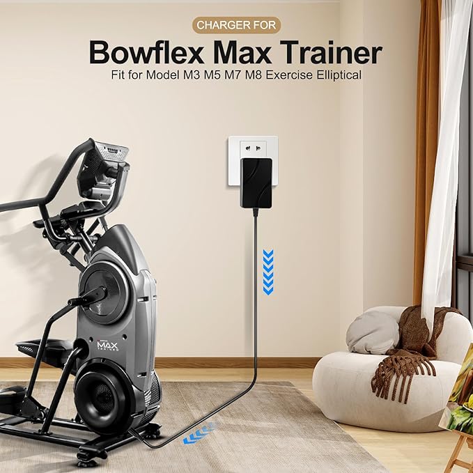 Charger Compatible with Bowflex Max Trainer Power Cord Compatible with Bowflex Max Trainer M5 Power Cord, M3 M7 M8 HVT Exercise Elliptical Treadmill Cardio Machine Solopen (ETL Listed)