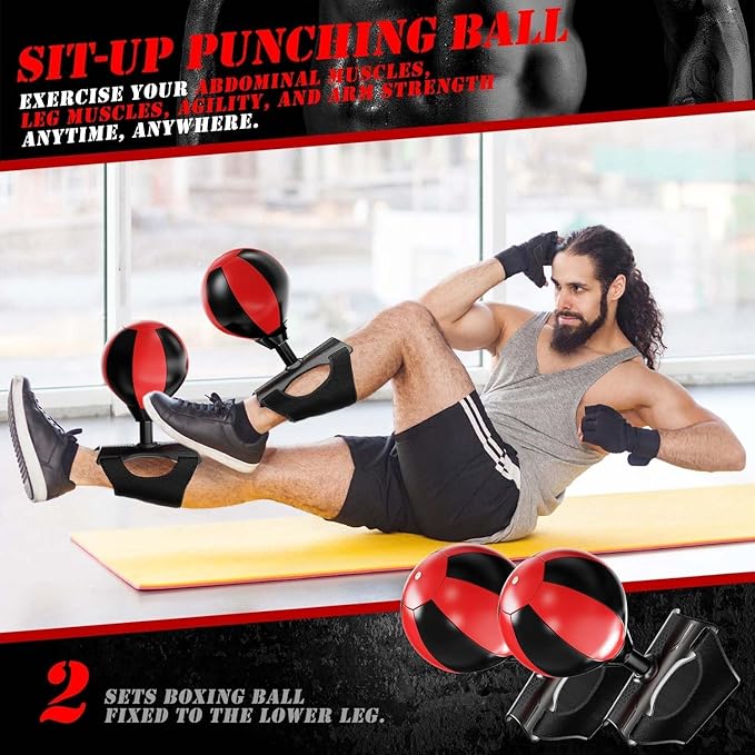 Sit Up Boxing Balls, Speed Punching Bag, Solid Ab and Arm Workout Equipment for Your Home, More Exercise Fun Than an Ab Machine or Ab Roller, Get Abdominal Gym Equipment Right in Your Home (2 Pack)